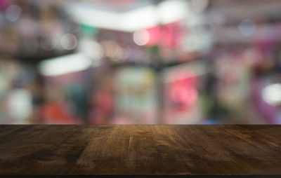 Close-up of wooden table