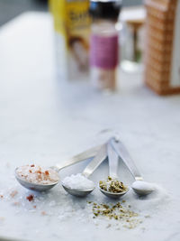 Spoons with various salt