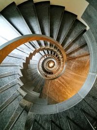 High angle view of spiral stairs