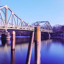 Low angle view of bridge over calm river