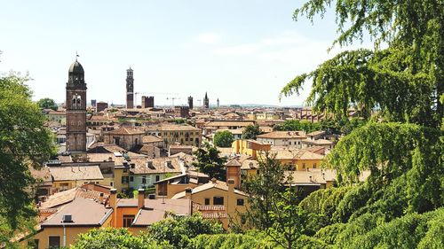 High angle view of cityscape against sky