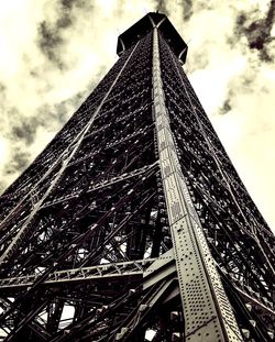 Low angle view of tower against sky in city