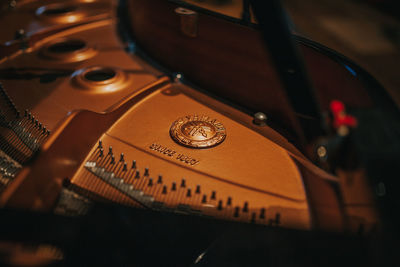 High angle view of piano keys