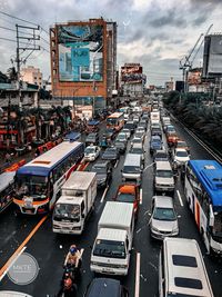 High angle view of traffic on city street