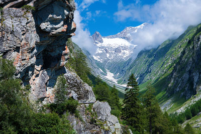 Valley gredetschtal in the swiss alps near mund, switzerland