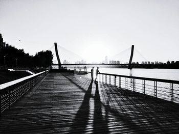 Suspension bridge over river