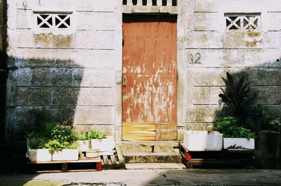 Closed door of building