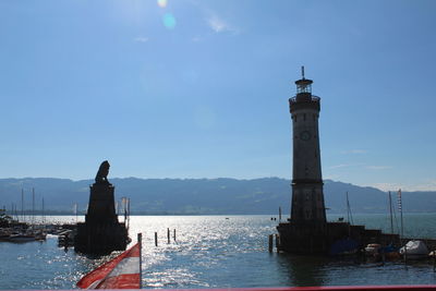 View of lighthouse in sea