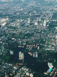 High angle view of buildings in city