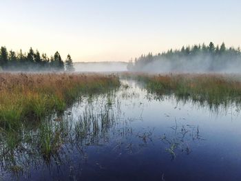 Scenic view of lake against sky