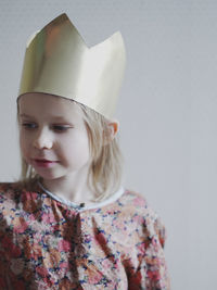 Girl wearing paper crown, varmdo, uppland, sweden