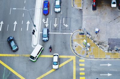 High angle view of bicycle on road