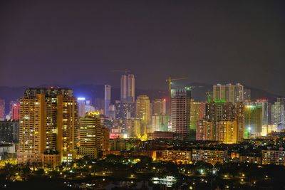 City lit up at night