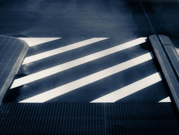 High angle view of zebra crossing in city