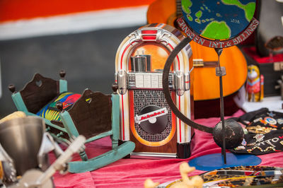 Close-up of multi colored for sale at market stall