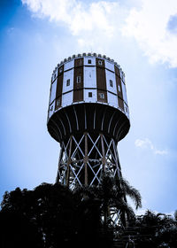 Low angle view of water tower against sky