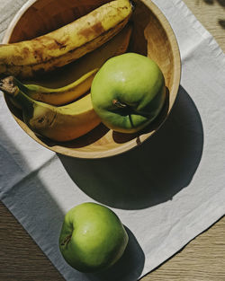 High angle view of apples on table