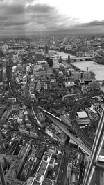 High angle view of highway amidst buildings in city