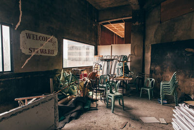 Chairs in abandoned room