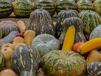 Full frame shot of pumpkins for sale at market stall