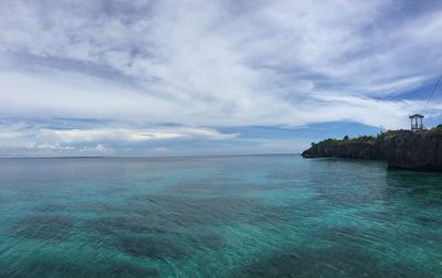 Scenic view of sea against cloudy sky