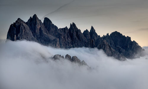 Panoramic view of mountain range against sky