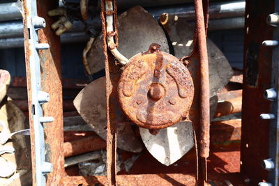 Close-up of rusty machine part