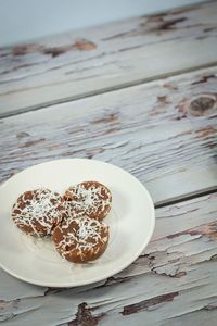 High angle view of breakfast on table