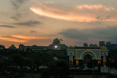 View of church at sunset