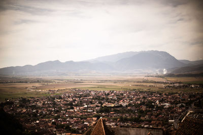 High angle view of townscape against sky