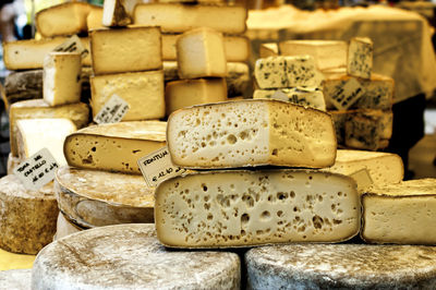 Close-up of stack of cheese