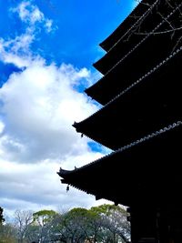 Low angle view of pagoda against sky