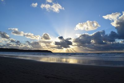 Scenic view of sea at sunset