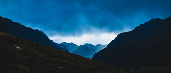 Panoramic view of mountains against sky