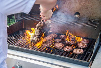 Bonfire on barbecue grill