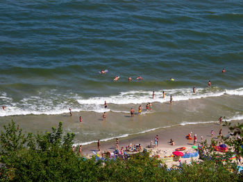 Summer days people swimming in baltic sea from gdynia poland