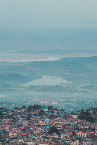 High angle view of townscape against sky