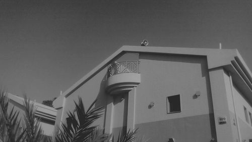 Low angle view of building against clear sky