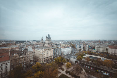 High angle view of buildings in city