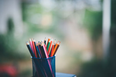 Close-up of colored pencils