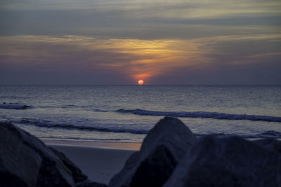 Scenic view of sea against sky during sunset