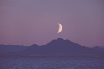 Scenic view of sea against sky at night