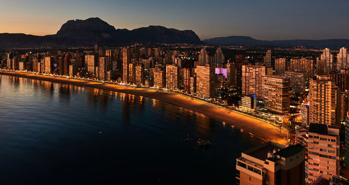 View of illuminated city at night