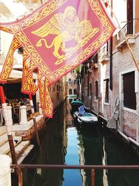 Canal amidst buildings