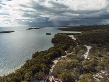 High angle view of sea against sky