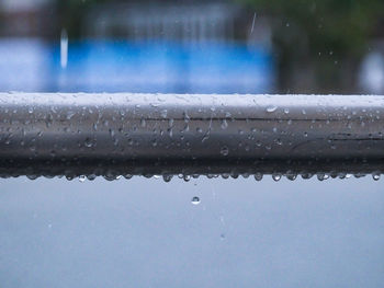 Close-up of raindrops on window