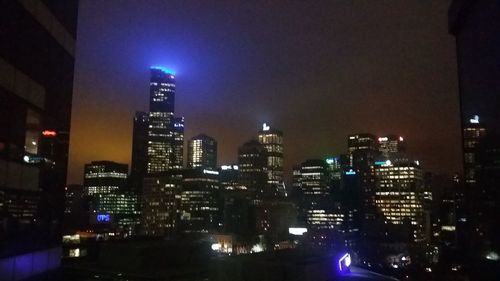 City lit up at night