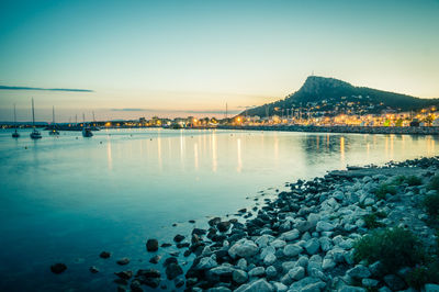 Scenic view of sea against sky at sunset