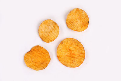 Directly above shot of cookies against white background