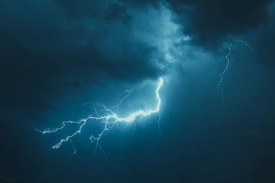 Low angle view of lightning in sky